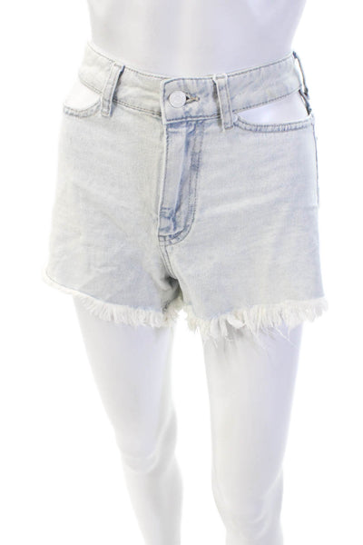 Bershka Womens Cotton Zip button Lined Distressed Denim Shorts Blue Size EUR 34