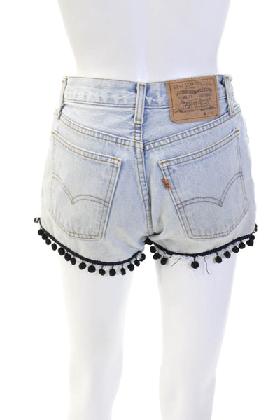 Levis Womens Cotton Zip Button Graphic Printed Denim Shorts Blue Size EUR 25