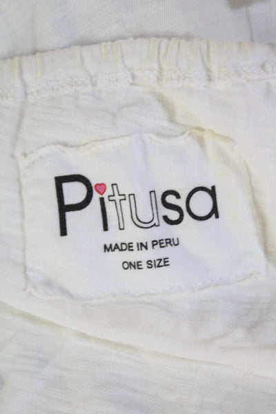 Pitusa Womens Long Sleeve Scoop Neck Lined Multicolor Blouse White OS