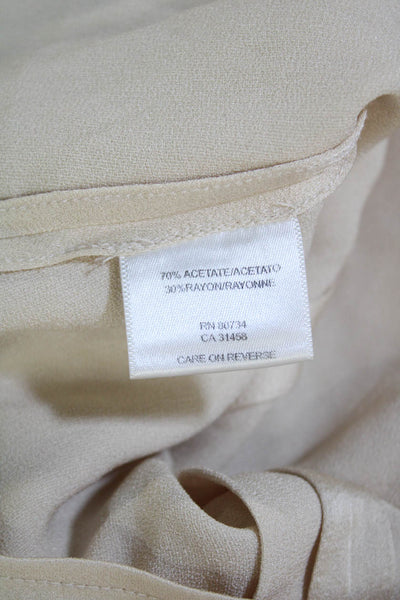 BCBGMAXAZRIA Womens Textured V-neck Short Sleeve Ruffle Top Gold Tone Size M