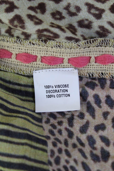 BLANK Womens Textured Long Sleeve Open Front Animal Printed Tops Brown Size XS