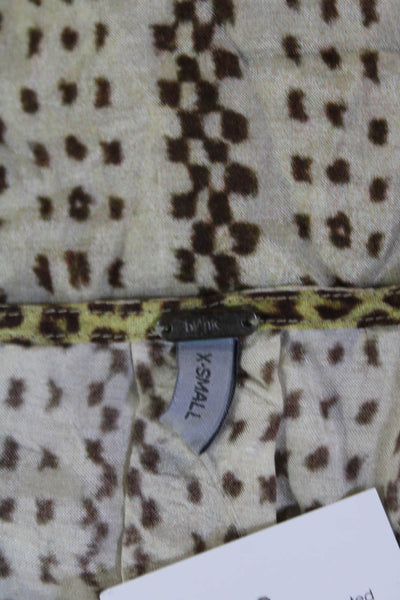 BLANK Womens Textured Long Sleeve Open Front Animal Printed Tops Brown Size XS