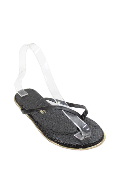 TKEES Womens Textured Thong Strap Slip On Colorblock Flip Flops Black Size 6