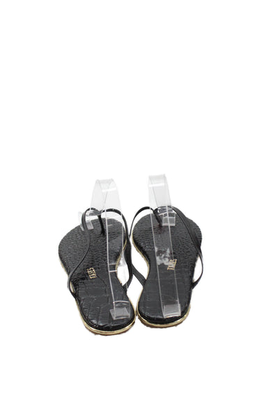 TKEES Womens Textured Thong Strap Slip On Colorblock Flip Flops Black Size 6
