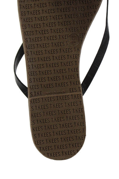 TKEES Womens Textured Thong Strap Slip On Colorblock Flip Flops Black Size 6