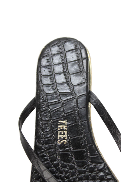 TKEES Womens Textured Thong Strap Slip On Colorblock Flip Flops Black Size 6
