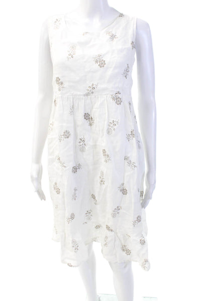 Jennifer Tattanelli Womens Floral Print Sleeveless Flare Hem Dress White Size M