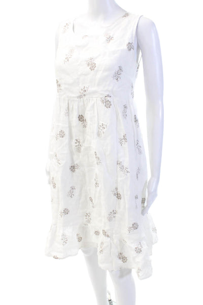 Jennifer Tattanelli Womens Floral Print Sleeveless Flare Hem Dress White Size M