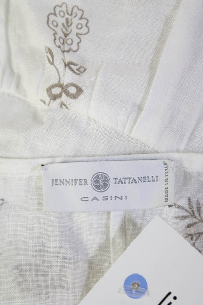 Jennifer Tattanelli Womens Floral Print Sleeveless Flare Hem Dress White Size M