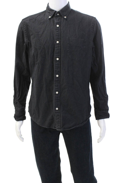 Charles Tyrwhitt Mens Cotton Collared Button-Down Casual Shirt Black Size M