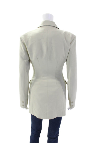 Lioness Womens Textured Long Sleeve Button Collar Blazer Green Size 2XS