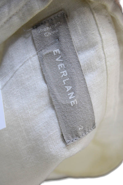 Everlane Womens Linen Short Sleeve V Neck Tunic Blouse White Size 2