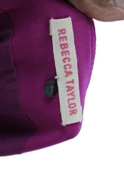 Rebecca Taylor Womens Short Sleeve Pleated Zip Up Sheath Dress Purple Size 2