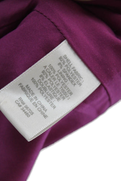 Rebecca Taylor Womens Short Sleeve Pleated Zip Up Sheath Dress Purple Size 2