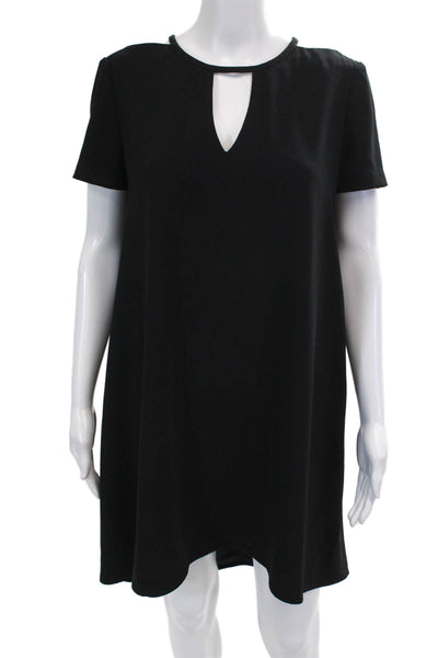 Trina Turk Womens Short Sleeve Cutout High Low Shift Dress Black Size 2