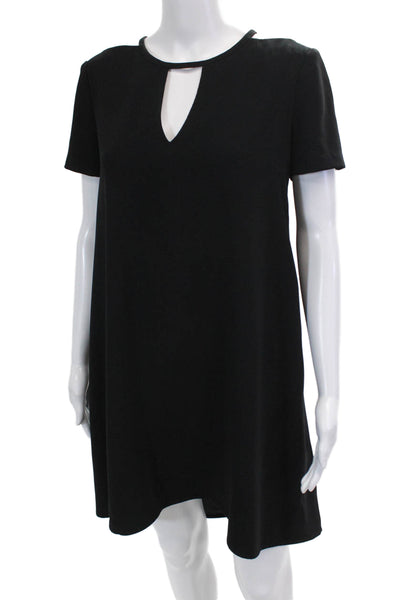 Trina Turk Womens Short Sleeve Cutout High Low Shift Dress Black Size 2