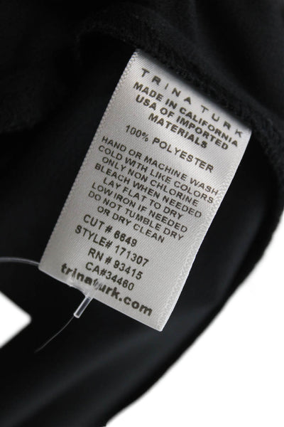 Trina Turk Womens Short Sleeve Cutout High Low Shift Dress Black Size 2