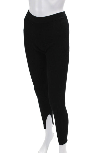 Babaton Womens Textured Elastic Waistband Lined Skinny Leg Knit Pants Black Size