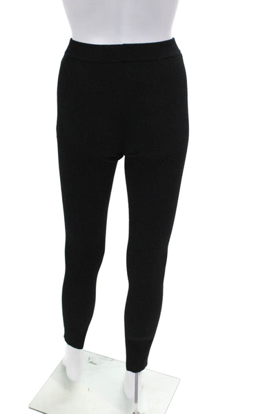 Babaton Womens Textured Elastic Waistband Lined Skinny Leg Knit Pants Black Size