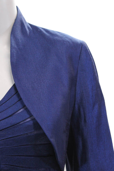 Adrianna Papell Womens V-neck Sleeveless Lined Fitted Dress Top Set Blue Size 6