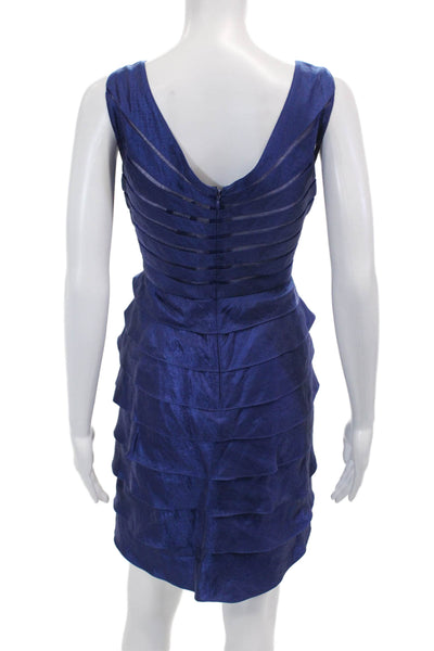 Adrianna Papell Womens V-neck Sleeveless Lined Fitted Dress Top Set Blue Size 6