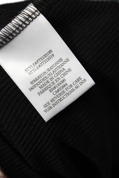 Z Supply Womens Long Sleeve Crew Neck Ribbed Knit Shirt Black Size Extra Small