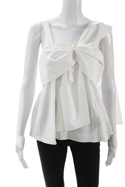 Prose & Poetry Womens Cotton Bow Detail Sleeveless Zip Back Blouse White Size S