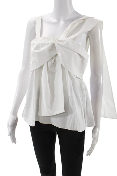 Prose & Poetry Womens Cotton Bow Detail Sleeveless Zip Back Blouse White Size S