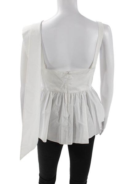 Prose & Poetry Womens Cotton Bow Detail Sleeveless Zip Back Blouse White Size S