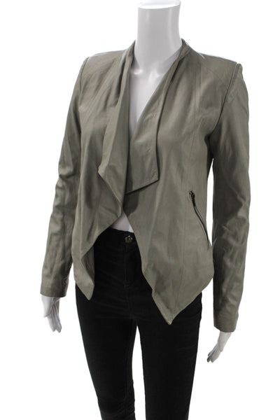 BB Dakota Womens Leather Long Sleeve Open Front Cropped Jacket Gray Size XS