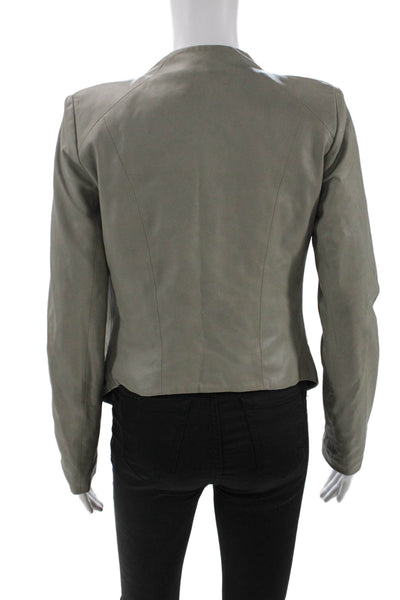 BB Dakota Womens Leather Long Sleeve Open Front Cropped Jacket Gray Size XS