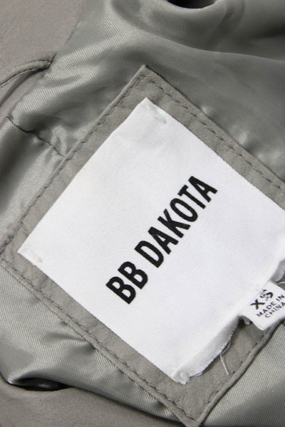 BB Dakota Womens Leather Long Sleeve Open Front Cropped Jacket Gray Size XS