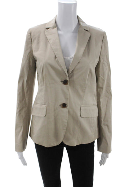 J Crew Womens Cotton Long Sleeve Slim Fit Two Button Blazer Jacket Beige Size 2