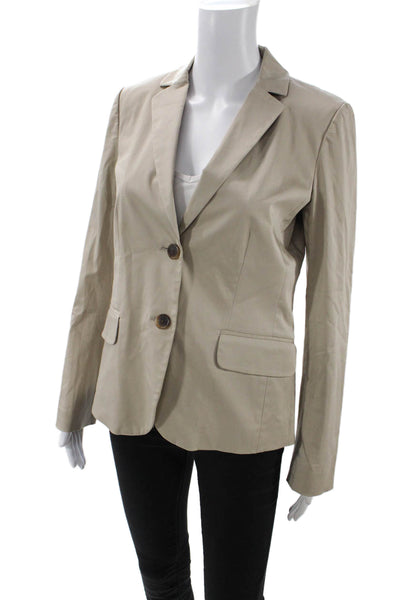 J Crew Womens Cotton Long Sleeve Slim Fit Two Button Blazer Jacket Beige Size 2