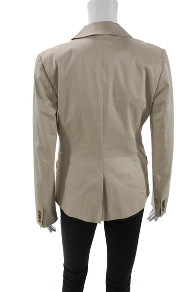 J Crew Womens Cotton Long Sleeve Slim Fit Two Button Blazer Jacket Beige Size 2