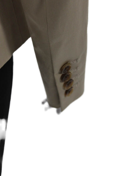 J Crew Womens Cotton Long Sleeve Slim Fit Two Button Blazer Jacket Beige Size 2