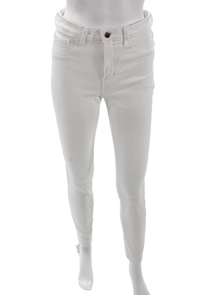 L'Agence Womens Cotton Mid Rise Skinny Fit Zip Fly Denim Jeans White Size 27
