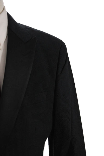 J Crew Mens Cotton Textured Print Long Sleeve Two Button Blazer Black Size 40R