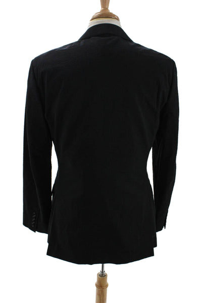 J Crew Mens Cotton Textured Print Long Sleeve Two Button Blazer Black Size 40R