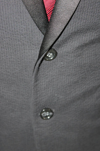 J Crew Mens Cotton Textured Print Long Sleeve Two Button Blazer Black Size 40R