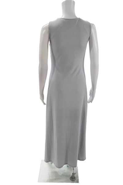 Callahan Womens Ribbed Sleeveless Button Down Maxi Dress Gray Size Extra Small