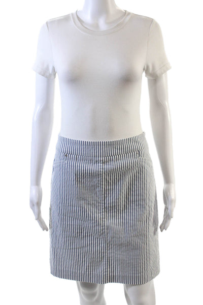 Renuar Womens Striped Print Stretch Casual A-Line Mini Skirt Gray Size 2
