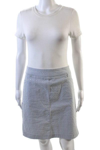 Renuar Womens Striped Print Stretch Casual A-Line Mini Skirt Gray Size 8