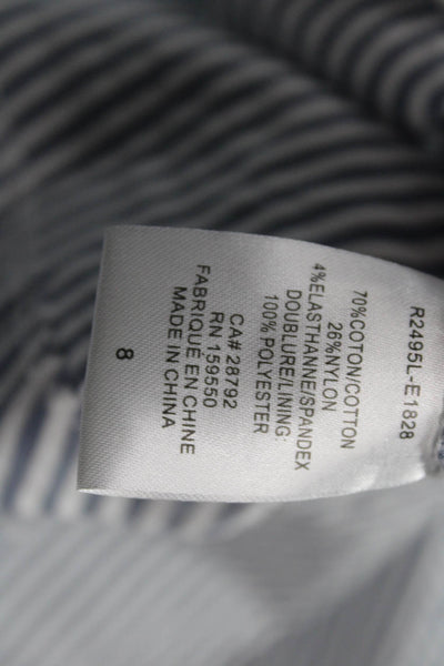 Renuar Womens Striped Print Stretch Casual A-Line Mini Skirt Gray Size 8