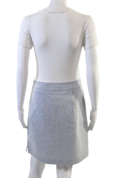 Renuar Womens Striped Print Stretch Casual A-Line Mini Skirt Gray Size 14