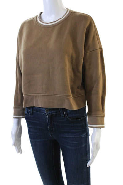 Madewell Womens Long Sleeves Crew Neck Sweatshirt Brown Beige Size Extra Small