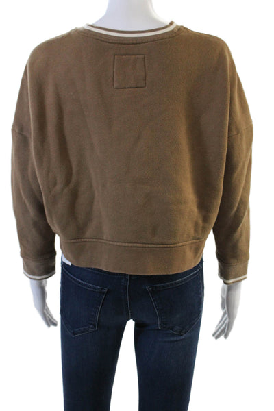 Madewell Womens Long Sleeves Crew Neck Sweatshirt Brown Beige Size Extra Small
