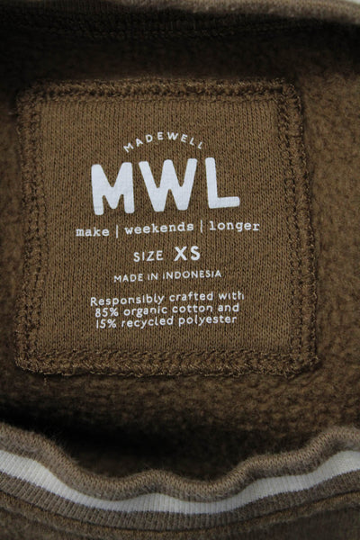 Madewell Womens Long Sleeves Crew Neck Sweatshirt Brown Beige Size Extra Small