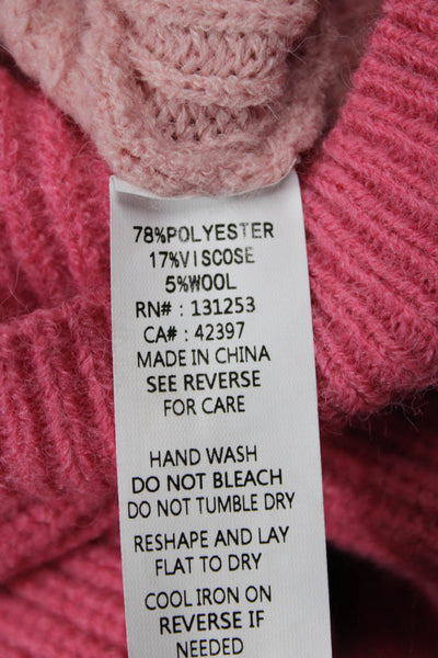 Pink Martini Womens Knit Checkered Round Neck Pullover Sweater Top Pink Size XS
