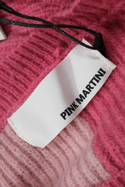 Pink Martini Womens Knit Checkered Round Neck Pullover Sweater Top Pink Size XS